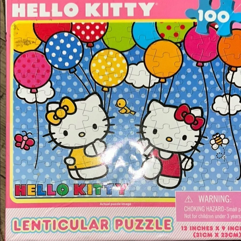 Hello Kitty 🐱 🌺 Lenticular Puzzle 🧩 Set - balloons 🎈🎈 too! 2011 Sanrio USA 🇺🇸